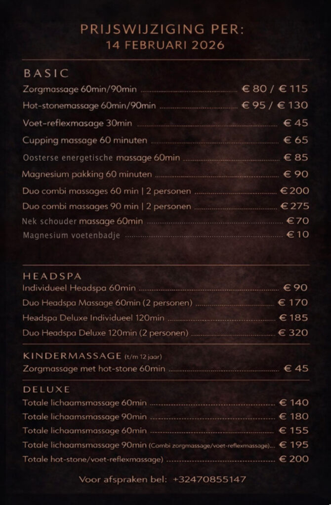 Prijslijst nieuw Prijslijst nieuw