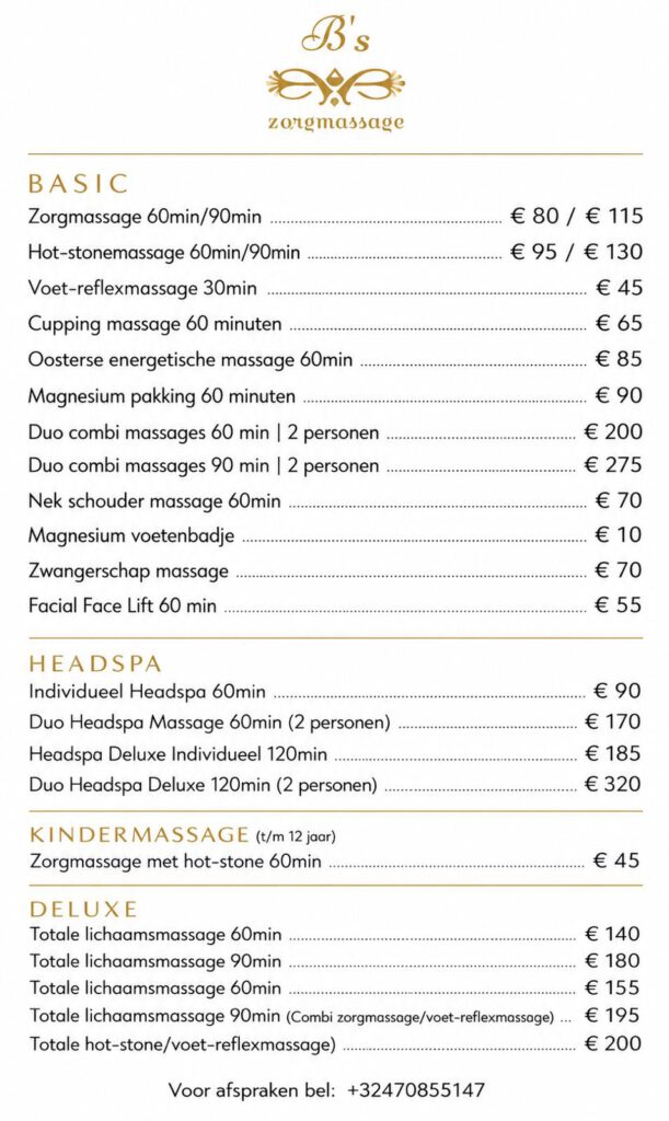 Prijslijst 2026